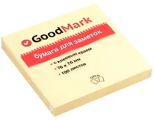 Купить Блок бумаги 76*76 самоклеящийся "Attomex" желтый, 100 листов — Фото №1