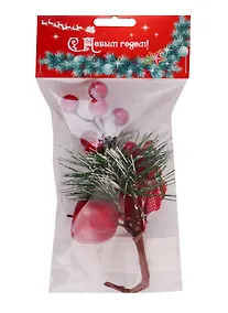 Купить КТ Рождественский букетик с клетчатым бантом в пакете с хедером — Фото №1