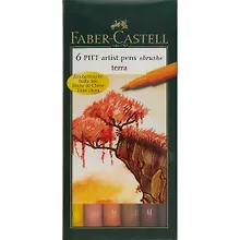 Купить Ручки-кисточки капиллярные «Pitt», Faber-Castell, земля, 6 штук — Фото №1