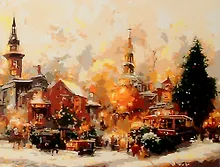 Купить Холст с красками по номерам "Новогодняя суета", 40 х 50 см — Фото №1