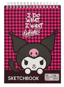 Купить Скетчбук А5 60л "Куроми малиновая клетка" гребень, блок 120г/м2 — Фото №1