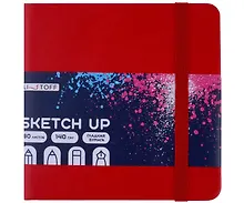 Купить Скетчбук 140*140 80л "SKETCH UP. Красный" белый офсет 100г/м2, тв.подложка — Фото №1