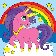 Купить Картина по номерам .Милый единорог и радуга, 15*15 см. — Фото №1