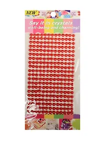 Купить Стразы полужемчужины на подвесе с напылением, 260 шт, 6 мм, красные — Фото №1