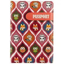 Купить Обложка для паспорта Узоры сова, лиса и енот (ПВХ бокс) — Фото №1
