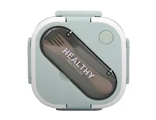 Купить Ланч-бокс со столовыми приборами (пластик) (18х17х8) — Фото №1