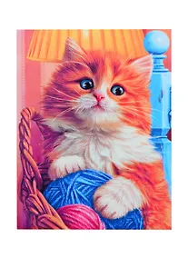Купить Алмазная мозаика квадратная 17x22 (класс.) с подр.,с полн.зап. (24 цв.) Котенок с клубками (Арт. F1-004) — Фото №1
