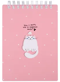 Купить Блокнот 100 листов в клетку "Mur-Mur", 102*142мм, розовый, спираль — Фото №1