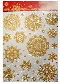 Купить Новогоднее оконное украшение Снежинки золотые объемные-3 (30х38) — Фото №1