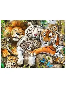 Купить Алмазная мозаика MAZARI Большие кошки 30х40см (рама 33х43см) частичная выкладка, стразы разного размера — Фото №1