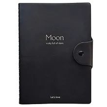 Купить Тетрадь А5 96л кл. "Universe" черный, иск.кожа, мягк.переплет, полускр.спираль, кнопка — Фото №1