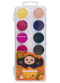 Купить Краски акварельные "Чебурашка", 24 цвета — Фото №1