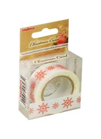 Купить Бумажная клейкая лента с принтом Снежинки красные (SCB4905023) (15мм х 8м) (упаковка) — Фото №1