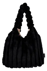 Купить Сумка-шоппер с объёмной ручкой (черная) (плюш) (35х35см) — Фото №1