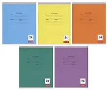 Купить Тетрадь 24 листа, линейка, "Однотонная серия", в ассортименте — Фото №1