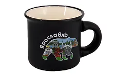 Купить Кружка фарфор маленькая Медведь (Черная) (Ярославль) (75мл) (065-9-M-27M-BL) — Фото №1