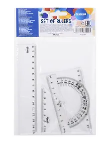 Купить Набор геометрический малый (треуг.2шт.,лин.16,тр-р) прозрачн., Centrum — Фото №1