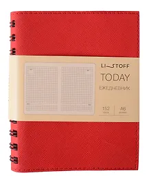 Купить Ежедневник недат. А6 152л "Today" красный, иск.кожа, интегр.переплет, тонир.блок, евроспираль, инд.уп — Фото №1