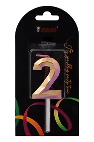 Купить Свеча для торта Цифра 2 Градиент  (4см) (блистер) (12-7color-candle_32) — Фото №1
