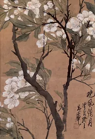 Купить Блокнот А6+ 18 л нелин. "Белые цветы на коричневом фоне", скоба — Фото №1