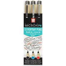 Купить Ручки капиллярные 03цв Pigma Micron PN 0.4мм-0.5мм черный, синий, красный, Sakura — Фото №1