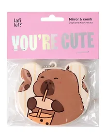 Купить Зеркало складное с расческой Капибара (пластик) (7,5х6) (12-15082025-1L) (Lafilaf) — Фото №1