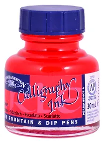 Купить Тушь для каллиграфии 30мл алая (синяя крышка), Winsor&Newton — Фото №1