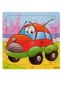 Купить Деревянная пазл-рамка Рыжий кот Машинка 16 элементов 15х15см ИД-9963 — Фото №1