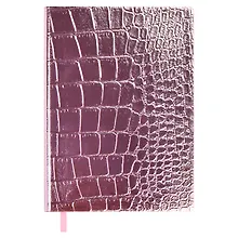 Купить Ежедневник недат. А6+ 160л 126х174 "Кроко металлик" розовый, иск.кожа, мягкий переплет, блинт.тиснение, офсет, ляссе — Фото №1