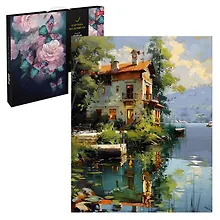 Купить Картина по номерам "Дом на озере" 40х50 см — Фото №1