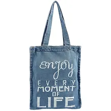 Купить Сумка-шоппер джинсовая на молнии Enjoy every moment (40*33см) (светло-синий) — Фото №1