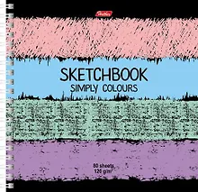 Купить Тетрадь 80л.,А5 SketchBook Simply Colours без линовки, твердая подложка на гребне — Фото №1