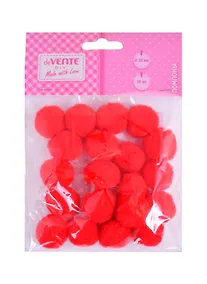 Купить Набор помпонов для творчества deVENTE (красный) (20 шт.) (25 мм.) (3+) (8000024) (deVente) (упаковка) — Фото №1
