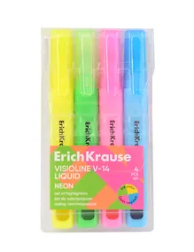 Купить Текстовыделители 04цв "Visioline V-14 Liquid Neon", ErichKrause — Фото №1