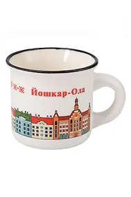 Купить Кружка фарфор маленькая матовая Домики (Белый) (Йошкар-Ола) (75 мл) (065-9-M-118H-W) — Фото №1