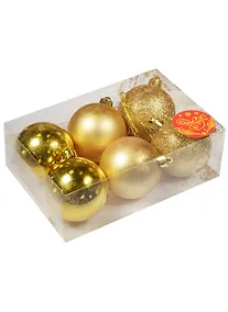 Купить Набор шаров (6шт) (6см) Золотой блеск пластик — Фото №1