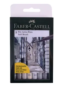 Купить Ручки капиллярные"Pitt Artist Pen Soft Brush" 8цв., 8шт., пласт.уп., европодвес, Faber-Castell — Фото №1
