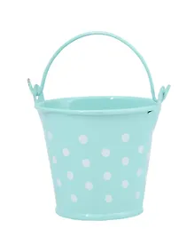 Купить Декоративное изделие из жести ведро в горошек h= 5.5 см (YK6B) мятный — Фото №1