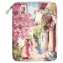 Купить Ежедневник-органайзер недат. А5+ 120л 175*225 "Наппа. Девушка с цветами" кожзам, тв.переплет, обл.поролон, тиснение фольгой, офсет, ляссе, папка-органайзер, застежка-молния, карман, ПВХ-коробка — Фото №1