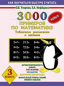 Купить 3000 новых примеров по математике. Табличное умножение и деление. 3 класс — Фото №1
