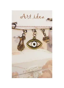 Купить Кулон бронзового цвета Глаз с эмалью белый (QA-6820) (1,6см) — Фото №1