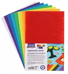Купить Набор цветного фетра "Ассорти. Mazari Creative". 8 листов, 8 цветов, А 4 — Фото №1