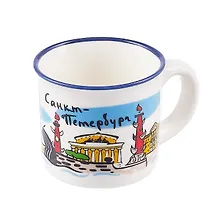Купить Кружка Санкт-Петербург Достопримечательности белая керамика, h=5,5см d=7,5см, 0.09л. без кор. M085-SPB/WH — Фото №1