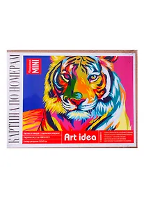 Купить Картина по номерам Радужный Тигр (холст на картоне, 16,5х13см.) MINI16130010, Art Idea — Фото №1