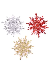 Купить Набор ёлочных подвесок Нежные снежинки (3 шт) (пластик) (9 см) — Фото №1