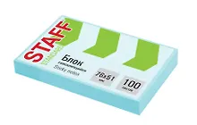 Купить Блок бумаги 76*51 "Standard" самоклеящийся голубой 100л, Staff — Фото №1