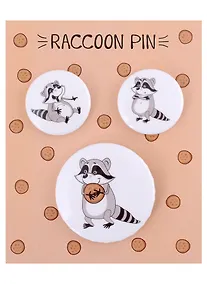 Купить Набор значков Енотики (металл) (2 шт 25мм, 1 шт 38мм) — Фото №1