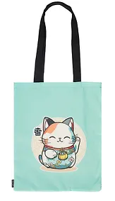 Купить Сумка Котик Манэки-нэко (бэби) (мятный) (текстиль) (40х32) (СК2023-264) — Фото №1