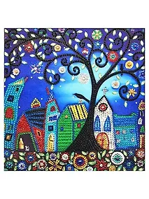 Купить Алмазная мозаика MAZARI Сказочный городок 30х30см частичная выкладка, стразы разного размера — Фото №1