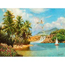 Купить Картина стразами (алмазная мозаика) 30*40 см, ОСТРОВ СОКРОВИЩ "Южное море", без подрамника, 662567 — Фото №1